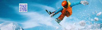 Steep Mobile gameplay banner showing a snowboarder in the Alps